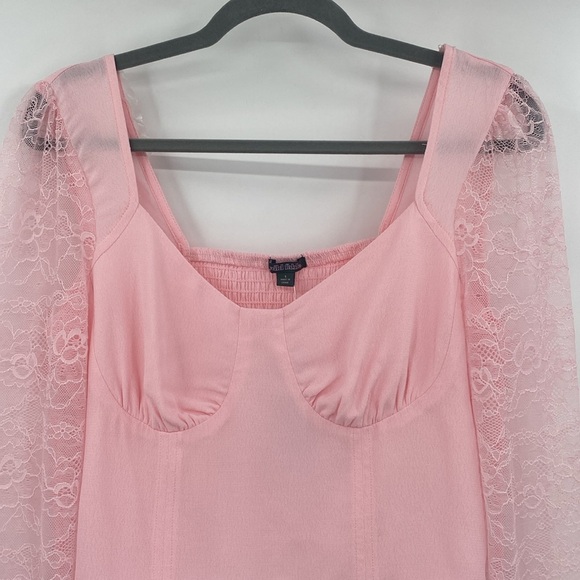 Wild Fable Pink Cropped Long Sleeve Lace Top Size Small - Picture 3 of 10